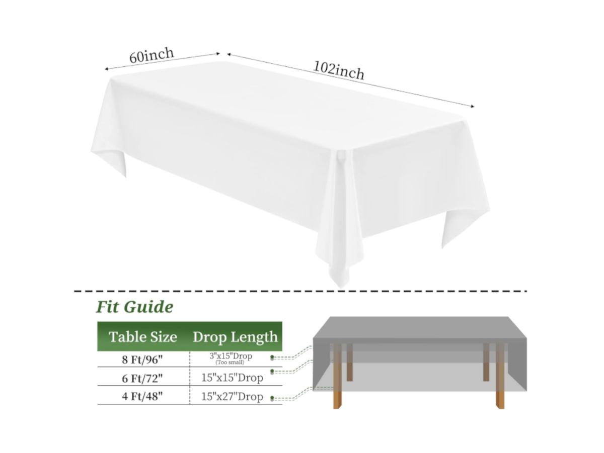 Rectangular 60×102 White Tablecloths – No cleaning fee!